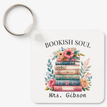 Bookish Soul Book Lover Bookworm Editable Keychain