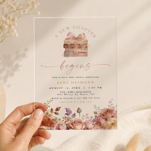 Bookish Story Book New Chapter Baby Shower Acrylic Invitations