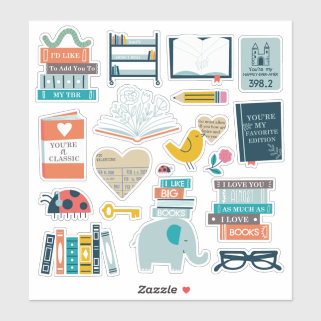 Bookish Valentines Stickers (Sheet)