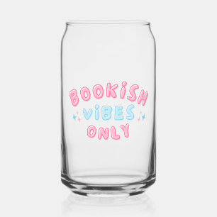 Bookish Vibes Only Cute Typography Groovy Can Glass