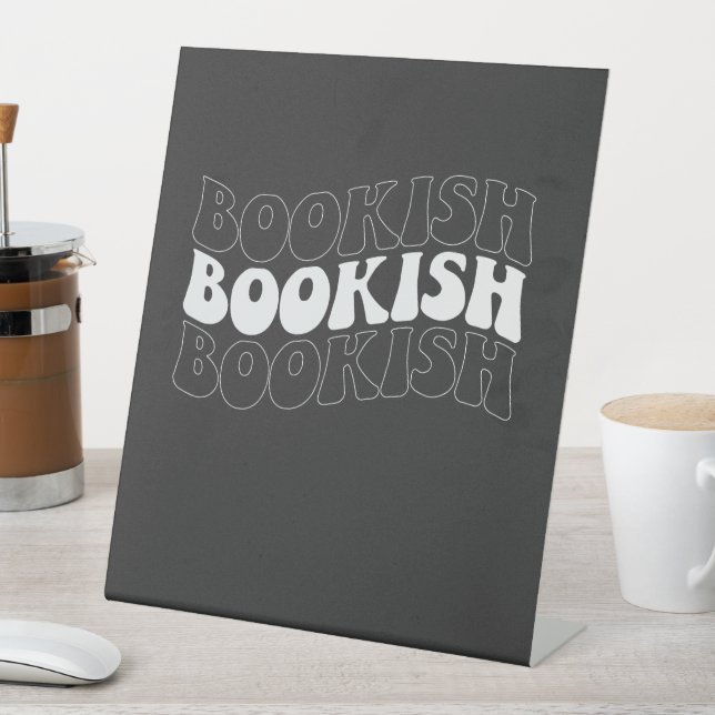 BOOKISH wavy retro Pedestal Sign (In SItu)