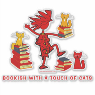 Bookish With Cats Custom-Cut Vinyl Sticker