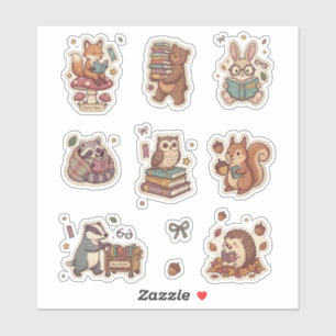 Bookish Woodland Animals Sticker Sheet