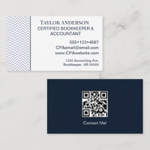 Bookkeeper Accountant QR Code Blue Modern Business Card