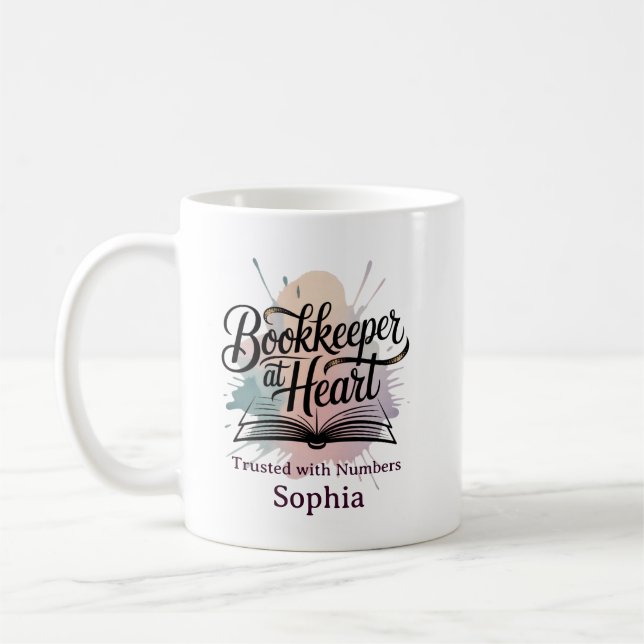 Bookkeeper at Heart Personalised Coffee Mug (Left)