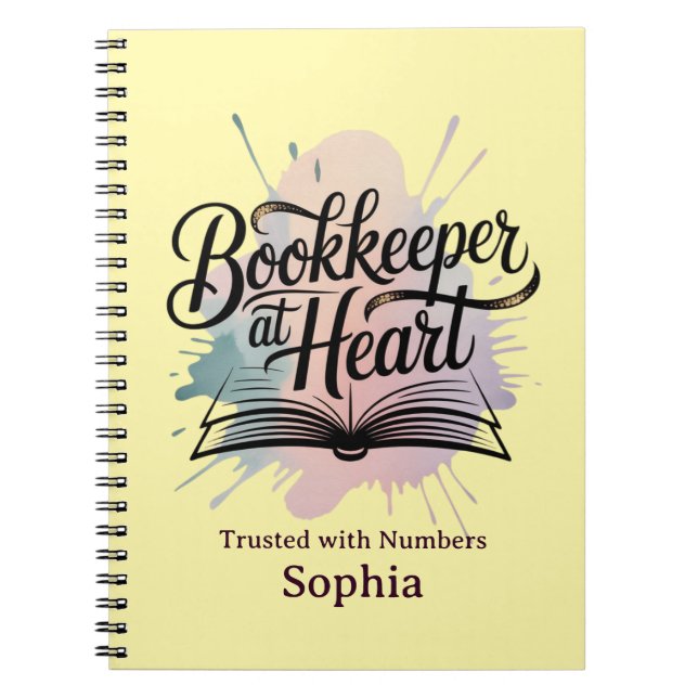 Bookkeeper at Heart Personalised Notebook (Front)