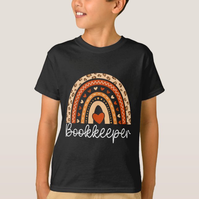 Bookkeeper Boho Rainbow Accountant Bookkeeping T-Shirt (Front)