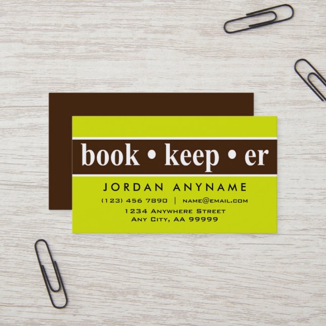 Bookkeeper Business Card (Front/Back In Situ)
