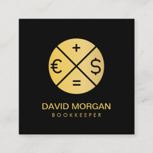 Bookkeeper Calculator Black And Gold  Square Business Card