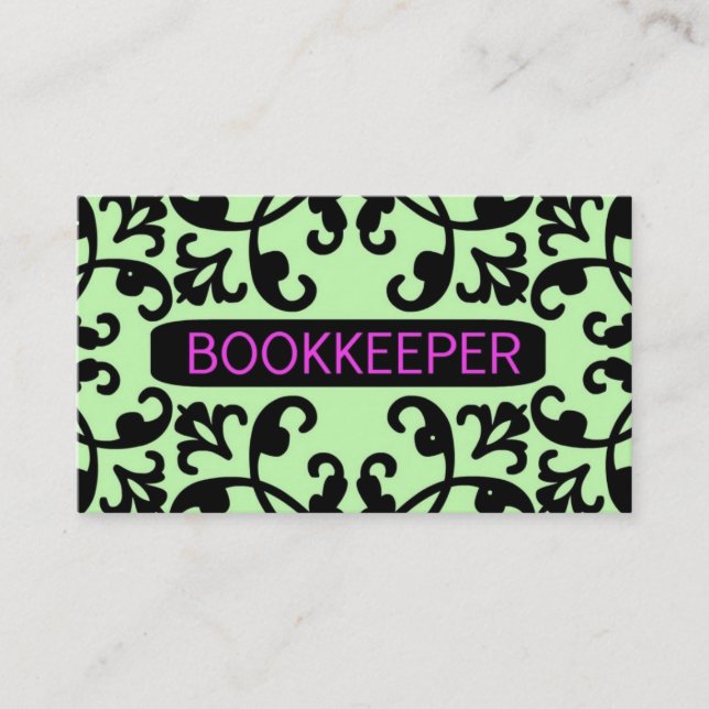 Bookkeeper Damask Business Card (Front)