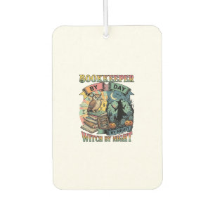 Bookkeeper Day Witch Night Halloween Owl Books Pum Car Air Freshener