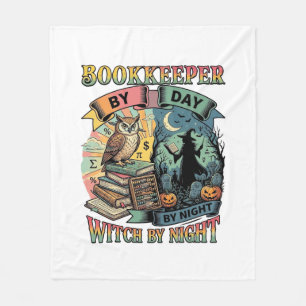 Bookkeeper Day Witch Night Halloween Owl Books Pum Fleece Blanket