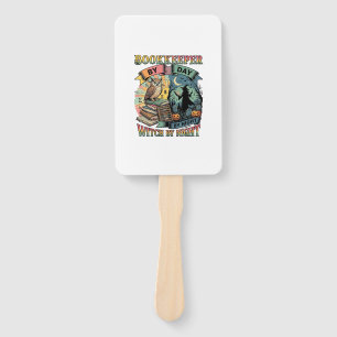 Bookkeeper Day Witch Night Halloween Owl Books Pum Hand Fan