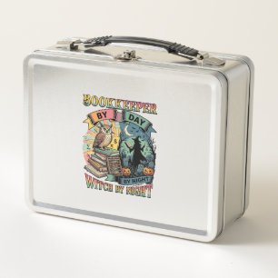 Bookkeeper Day Witch Night Halloween Owl Books Pum Metal Lunch Box