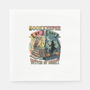 Bookkeeper Day Witch Night Halloween Owl Books Pum Napkin