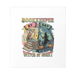 Bookkeeper Day Witch Night Halloween Owl Books Pum Notepad