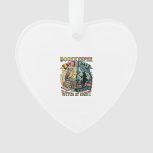 Bookkeeper Day Witch Night Halloween Owl Books Pum Ornament