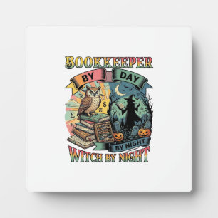 Bookkeeper Day Witch Night Halloween Owl Books Pum Plaque