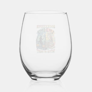 Bookkeeper Day Witch Night Halloween Owl Books Pum Stemless Wine Glass
