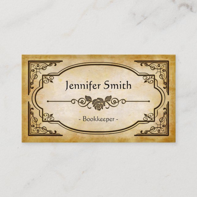 Bookkeeper - Elegant Vintage Antique Business Card (Front)