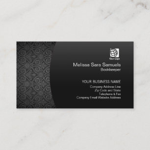 Bookkeeper Finance Services Elegant Black Damask Business Card
