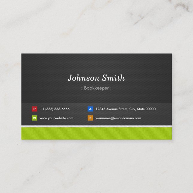 Bookkeeper - Professional and Premium Business Card (Front)