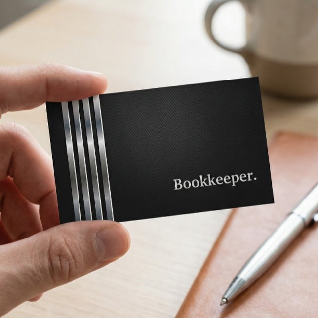 Bookkeeper Professional Black Silver Business Card (Creator Uploaded)
