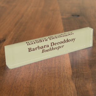 Bookkeeper Sage Green Acrylic Nameplate