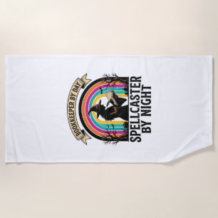 Bookkeeper Witch Retro Halloween Accounting Design Beach Towel