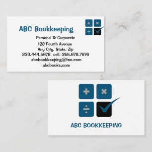 BOOKKEEPING Accounting Payroll Income Tax Services Business Card