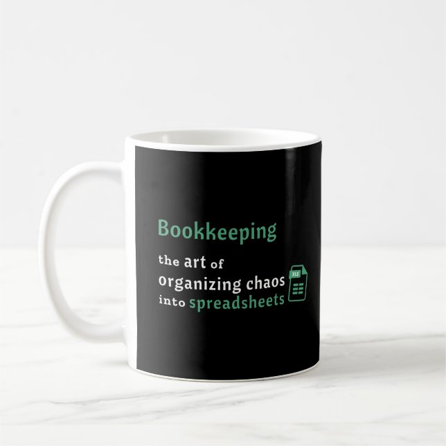 Bookkeeping Art Organising Spreadsheet Mug (Left)