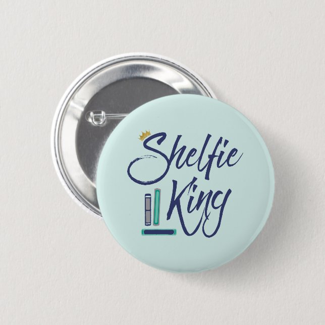 Booklover Shelfie King 6 Cm Round Badge (Front & Back)