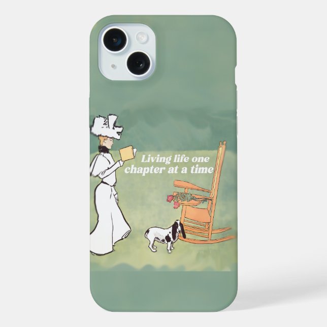 Booklover Woman And Dog Reading iPhone Case (Back)