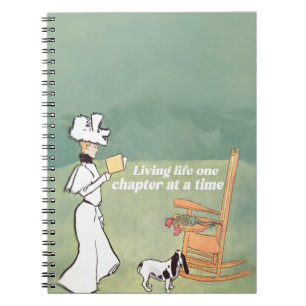 Booklover Woman And Dog Reading Notebook