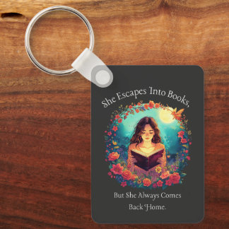 Booklover's Gift, Floral Fantasy Design Key Ring