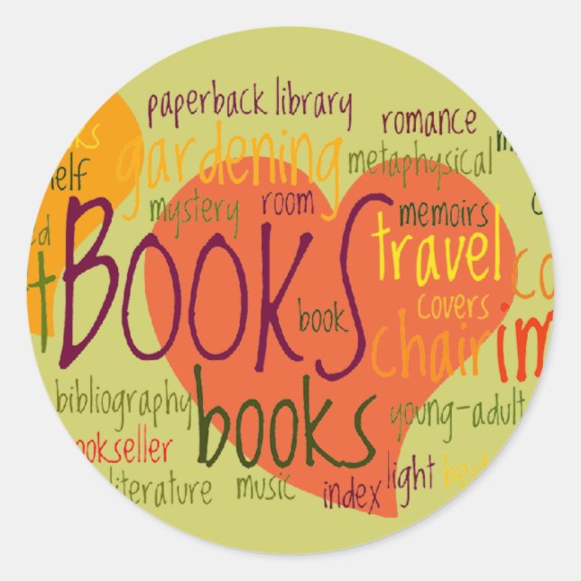 Booklovers Heart Bookplate Classic Round Sticker (Front)