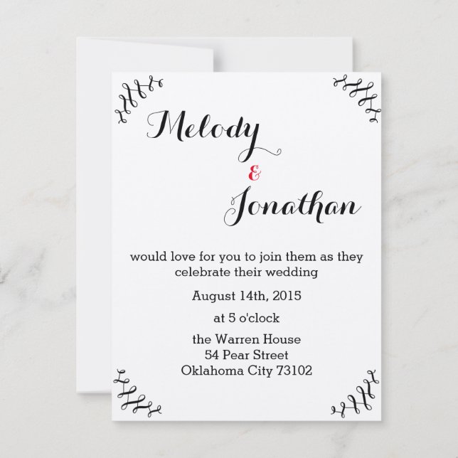 Booklovers Wedding Invitation with red ampersand (Back)