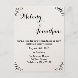 Booklovers Wedding Invitation with red ampersand