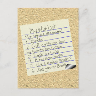 Booklover's Wish List Postcard