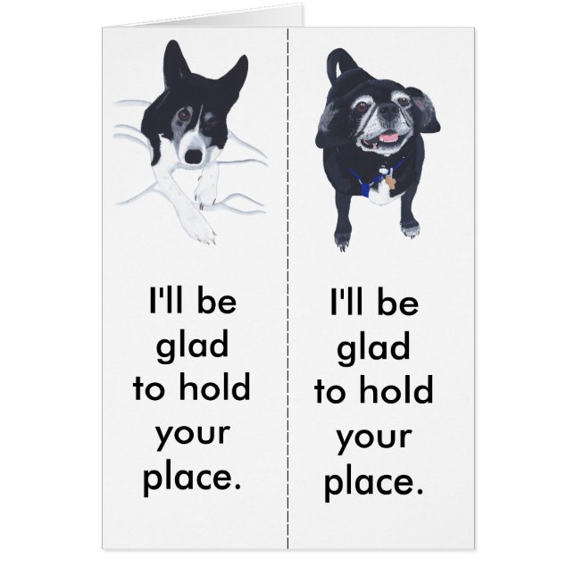 Bookmark Dog Lovers Pug Border Collie Cards (Front)