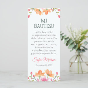 Bookmark in Spanish with Cute Watercolor Flowers