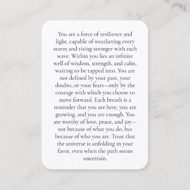 Bookmark Inspirational Business Card (Back)