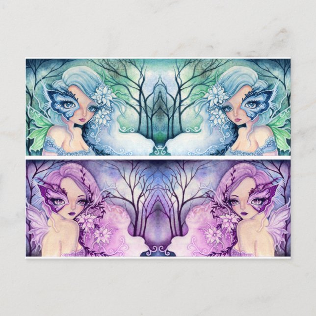 Bookmark Postcard: Blue Mask / Mauve Mask Postcard (Front)