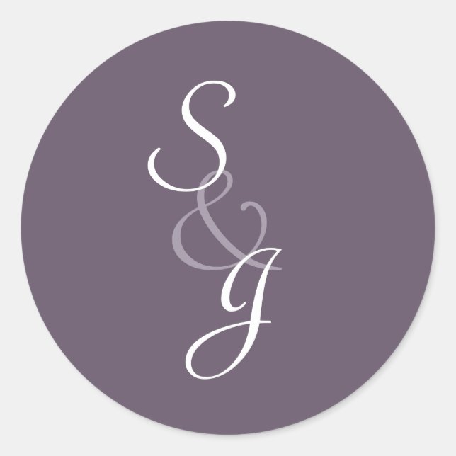 Bookmarked Wedding Envelope Seal-eggplant Classic Round Sticker (Front)