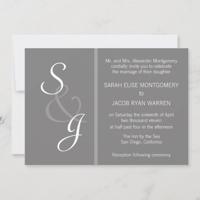 Bookmarked Wedding Invitation-grey Invitation (Front)