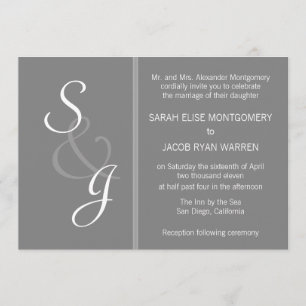 Bookmarked Wedding Invitation-grey Invitation