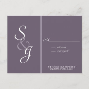 Bookmarked Wedding Response Card-eggplant