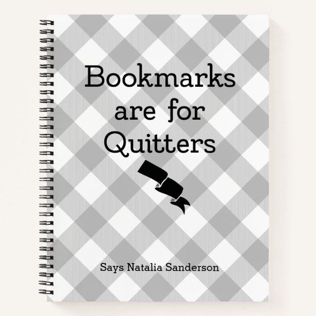 Bookmarks are for Quitters Custom Buffalo Plaid Notebook (Front)