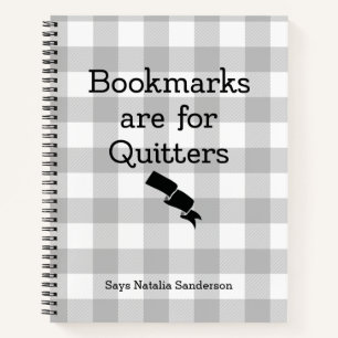 Bookmarks are for Quitters Custom Buffalo Plaid Notebook