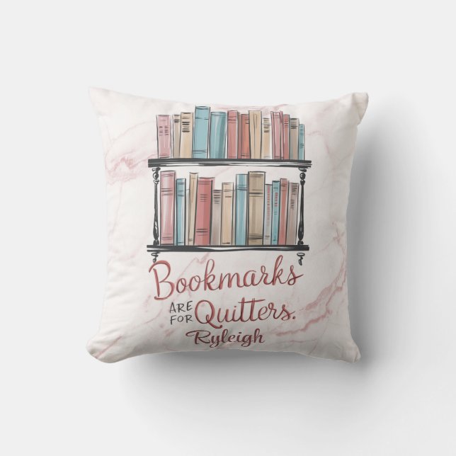 Bookmarks are for quitters watercolor soft colours cushion (Front)